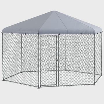 Grote Stalen Kippenhok Buiten met Dak - 400x346x263cm - Grij, Dieren en Toebehoren, Verzenden, Nieuw