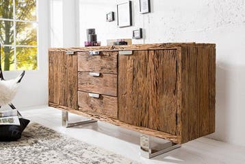 Massief dressoir BARRACUDA 160cm antiek teakhout met stalen, Ophalen of Verzenden, Nieuw