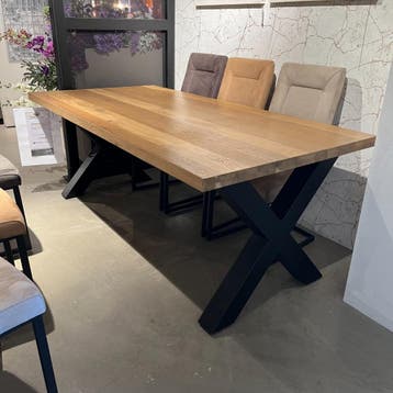 Metalo Eettafel 200x100 - Henders en Hazel, Huis en Inrichting, Eikenhout, Nieuw, 150 tot 200 cm, Industrieel