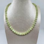 Gecertificeerde Hotan-nephriet Ketting met kralen (8 mm)-, Verzamelen, Mineralen en Fossielen