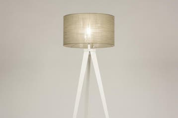 Rietveld Vloerlampen - Wit, Taupe - Stof, Metaal, Huis en Inrichting, Lampen | Vloerlampen, Verzenden, Nieuw