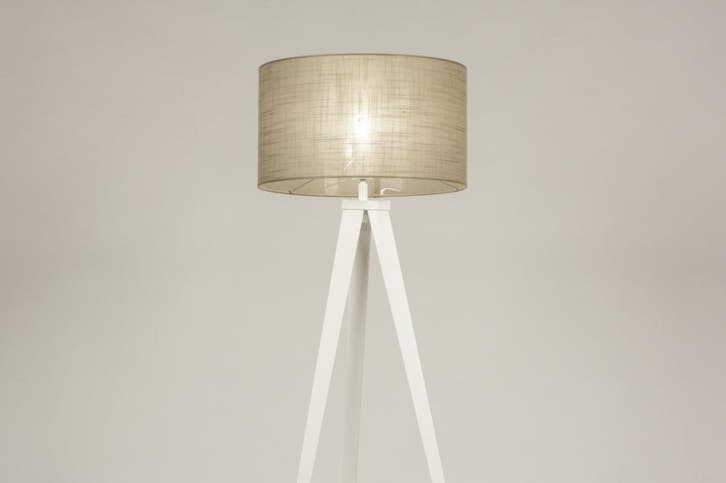 Rietveld Vloerlampen - Wit, Taupe - Stof, Metaal, Huis en Inrichting, Lampen | Vloerlampen, Verzenden