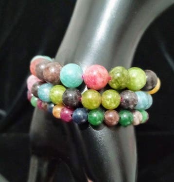 Exquisiete Sandía Turmalina Natura AA A++ 3 armbanden -