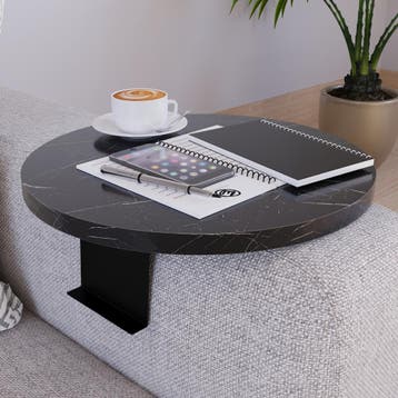 Dienblad armleuning Kuleskyd rond Ø34 cm marmer zwart [en.ca, Verzenden, Nieuw