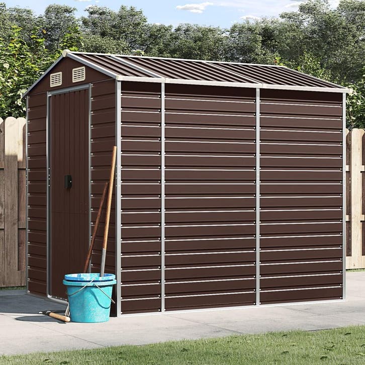 vidaXL Tuinhuis Bruin 191x215x198 cm Gegalvaniseerd Staal, Tuin en Terras, Tuinhuizen, Nieuw, Verzenden