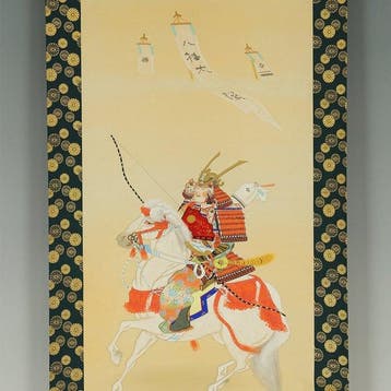 Samurai Warrior on White Horse - Hachimantaro Minamoto no, Antiek en Kunst
