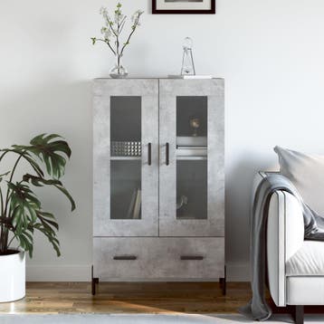 vidaXL buffetkast 69,5x31x115 cm bewerkt hout betongrijs, Huis en Inrichting, Kasten | Buffetkasten, Verzenden, 100 tot 150 cm