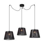 Buiten hanglamp zwart met zwarte kap van touw 3-lichts IP44, Verzenden, Nieuw