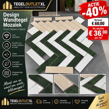 ACTIE -40% | Design Wandtegel Mozaïek | Nu €36,-, Doe-het-zelf en Verbouw, Nieuw