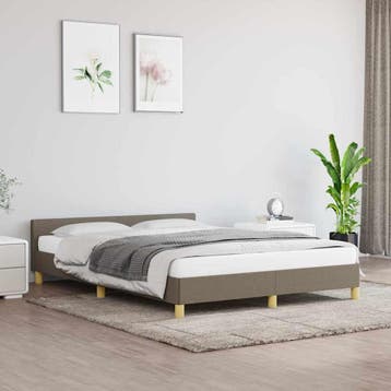 vidaXL Bedframe zonder matras stof taupe 140x200 cm, Verzenden, 140 cm, 200 cm, Stof