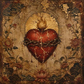 CREATIVE_HUB - Vintage kintsugi sacred heart XL