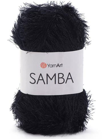 YarnArt Samba - 02 Zwart - Harig Franje-/Wimpergaren, Ophalen of Verzenden, Nieuw