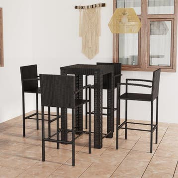 vidaXL 5-delige Tuinbarset met armleuningen poly rattan, Verzenden, Nieuw, 5 zitplaatsen