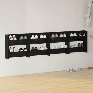 vidaXL Wandschoenenkasten 4 st 60x18x60 cm hout hoogglans, Verzenden, Nieuw