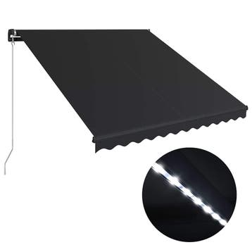 vidaXL Handmatig knikarmscherm met solar LED 3,5 x 2,5 m, Verzenden, Nieuw
