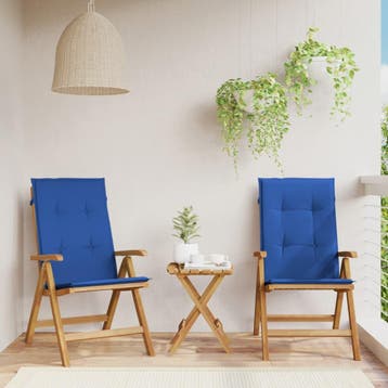 vidaXL Verstelbare klapstoelen met kussens, 2 stuks, massief, Verzenden, Nieuw, Hout