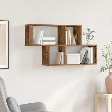 vidaXL Wandplank met plank Wandgemonteerd Bruin Bewerkt hout, Verzenden, Nieuw