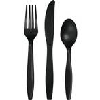Zwarte plastic bestek set 24 stuks - Bestek, Verzenden, Nieuw