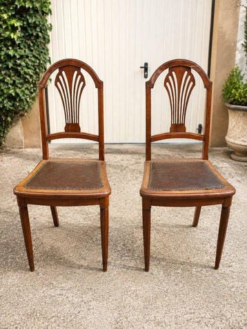 Stoel (2) - Hout, Leder - Stijlimperium