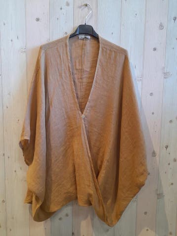 Hammam Linnen blouse - oversized - omarmend - met knoppen -, Nieuw