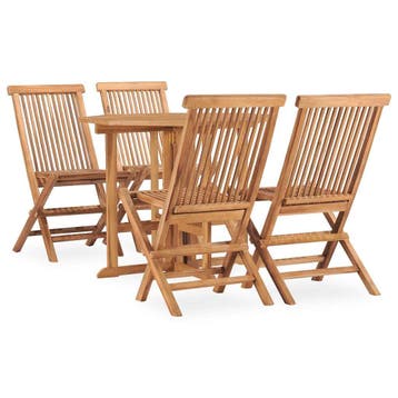 vidaXL 5-delige Tuinset inklapbaar massief teakhout, Tuin en Terras, Verzenden, Nieuw, Teakhout, Tuinset