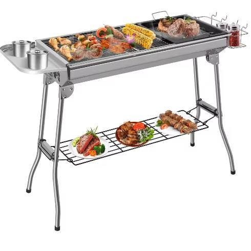 Opvouwbare Houtskool BBQ Grill met RVS Roosters Set, Verzamelen, Biermerken, Nieuw, Verzenden