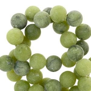 10 x edelsteen kralen rond 8mm mat Olive green, Ophalen of Verzenden, Nieuw, Kraal