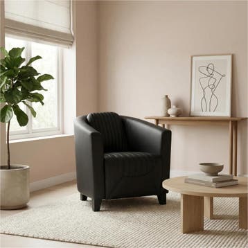 Leren fauteuil Press Special - Toledo Nero (zwart) - Poten, Huis en Inrichting, Fauteuils, Nieuw, Ophalen of Verzenden, Eigentijds, Klassiek, Retro, Romantisch, Vintage