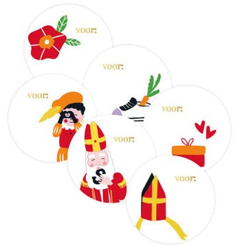 90x Sint naamsticker - sinterklaas - mijter - vrolijke si..., Ophalen of Verzenden, Nieuw, Meerdere stickers