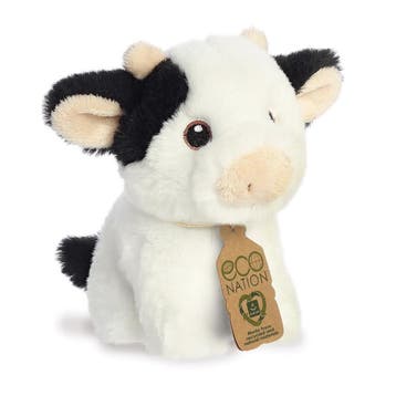 Aurora pluche koe - zwart/wit - 13 cm - knuffeldier, Verzenden, Nieuw
