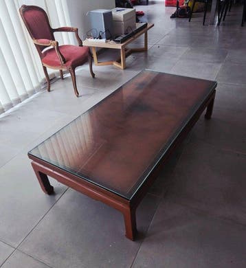 Salontafel - Hout, Glas, Leder - China - Chinees salontafel
