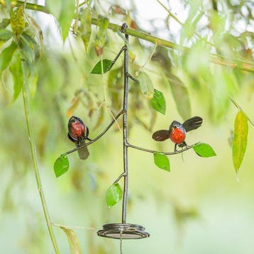sculptuur, Roodborstvogelhanger met waterbakje - 400 mm -, Antiek en Kunst