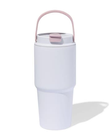 HEMA Drinkbeker met rietje 600ml rvs lavendel, Verzenden, Nieuw