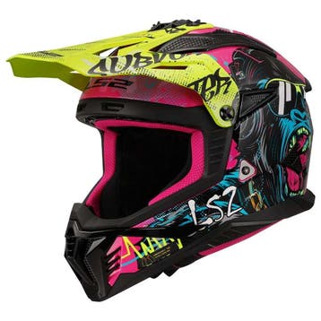 LS2 MX708 Fast II Gorilla Paars H-V Geel Offroad Helm, XXL, Nieuw met kaartje, Overige merken, Heren