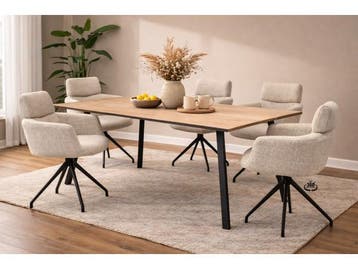 Veiling - Eettafel Eiken fineer natural 240x100 rechthoek ve, Nieuw
