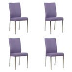 Set van 4 Leren eetkamerstoelen Comfort - Toledo Lila, Ophalen of Verzenden, Nieuw, Leer, Vijf, Zes of meer stoelen