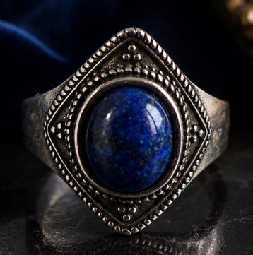 Vintage Templarium 925 sterlingzilver Lapis lazuli ring -