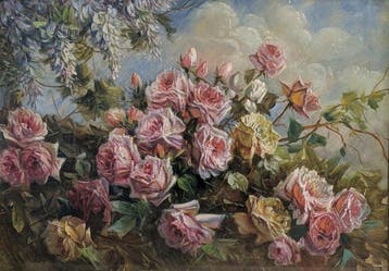 Licinio Barzanti (1857-1944) - Rose e glicine