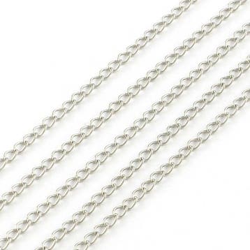50 cm RVS 304 Jasseron ketting gebogen schakel Stainless..., Ophalen of Verzenden, Nieuw, Kraal