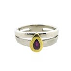 Bicolor platina ring met robijn, Sieraden, Tassen en Uiterlijk, Ringen, Overige materialen, Gebruikt, Overige kleuren, Ophalen of Verzenden