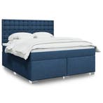 vidaXL Boxspring met matras stof blauw 180x200 cm, Eenpersoons, Nieuw, 80 cm, 200 cm