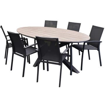 Malaga  Salvador dining tuinset ovaal stapelbaar, Ophalen of Verzenden, Nieuw, Aluminium