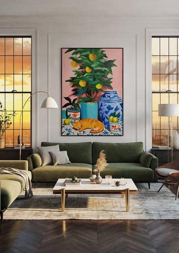 E. García - Gato y limones XL, Antiek en Kunst, Kunst | Schilderijen | Modern