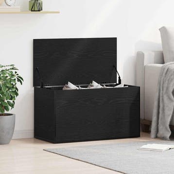 vidaXL Opslagdoos Zwart Eiken 84 x 42 x 46 cm Bewerkt hout, Verzenden, Nieuw