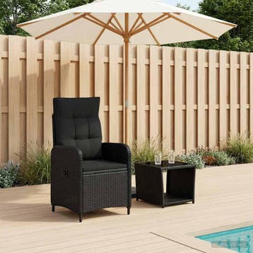 vidaXL Tuin loungeset 2 st Zwart PE Rattan en Poeder-Coated, Huis en Inrichting, Overige Huis en Inrichting, Verzenden, Nieuw