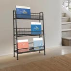 Zwarte 3-Laags LP Platenkast met Roosters – 100 cm Hoog, Verzenden, Nieuw