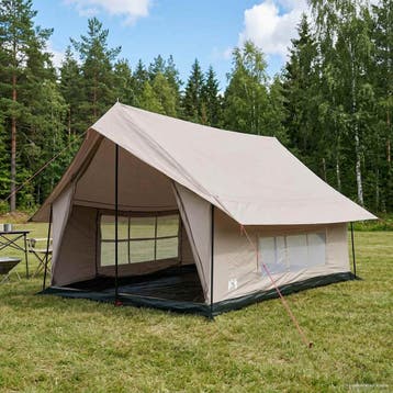vidaXL Huisje Tent Crèmekleurig 340 x 246 x 210 cm, Caravans en Kamperen, Verzenden, Nieuw, Tot en met 2