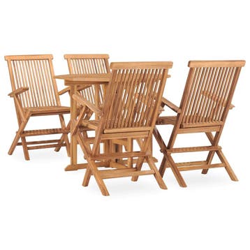 vidaXL 5-delige Tuinset inklapbaar massief teakhout, Tuin en Terras, Verzenden, Nieuw, Teakhout, Tuinset