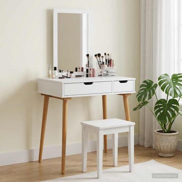 vidaXL Toilettafel Set FAUSKE 2 st Wit 76 x 50 x 143 cm, Verzenden, Nieuw