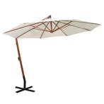 vidaXL Zweefparasol met houten paal 350 cm wit, Verzenden, Nieuw, 1 tot 2 meter, Zweefparasol